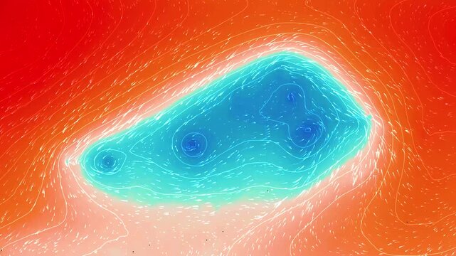 Weather Wind Flow Map Displaying Pacific Cyclone Forecast Bands Animation