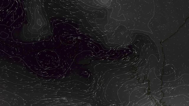 Meteorological Forecast Graphic Showing Tropical Cyclone Wind Flow Over Ocean Animation 4K Video