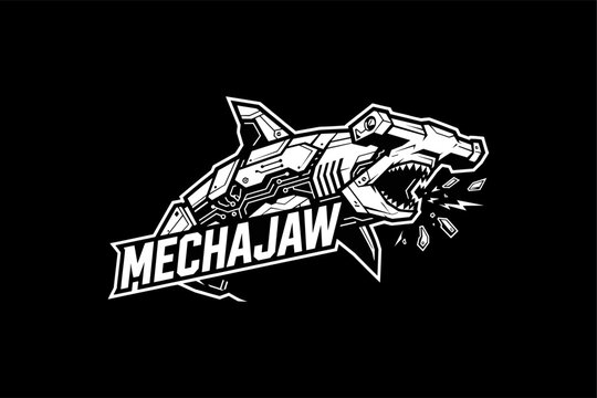 Robotic Shark Mechajaw Illustration Design.