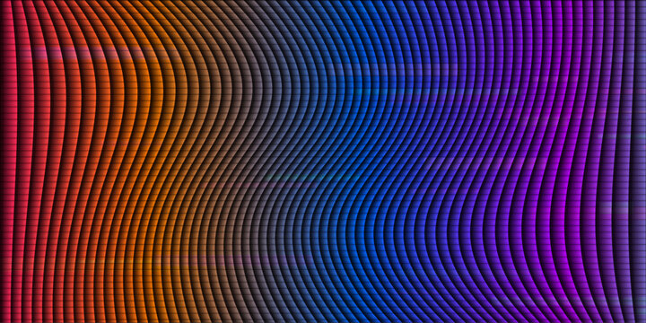 Geometric grid pattern with wavy vertical lines and rainbow gradients