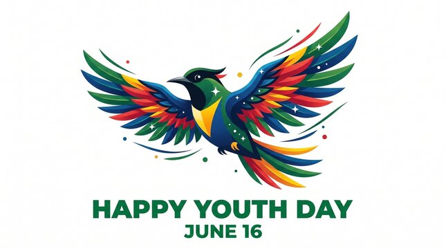 Colorful bird with national flag colors flying for youth day celebration illustration design