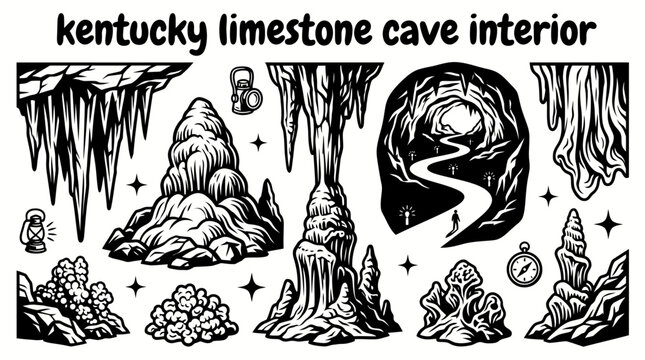 limestone cave in kentucky featuring towering stalactites massive stalagmites underground chambers illuminated pathways rock formations and geological wonders creating a remarkable natural attraction