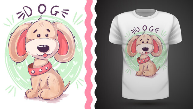 Funny teddy dog - idea for print t-shirt