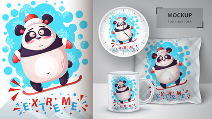 Snowboard panda - mockup for your idea © Mohammed