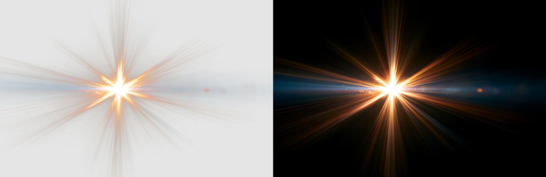 Brilliant Gold Light Beam with Star Flash Overlay PNG