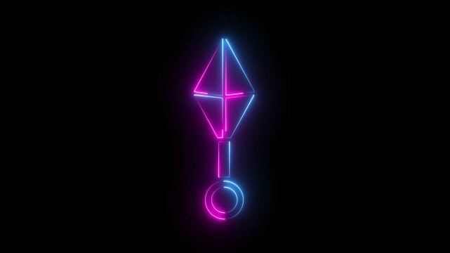 Neon kunai dagger glowing animation, cyberpunk style gaming symbol, futuristic