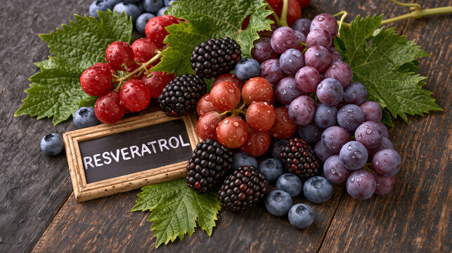 Resveratrol rich berries and grapes with natural antioxidant superfoods for healthy nutrition and longevity