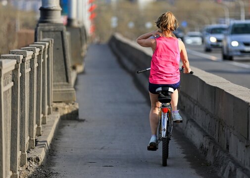 fitness walking cycling in the city