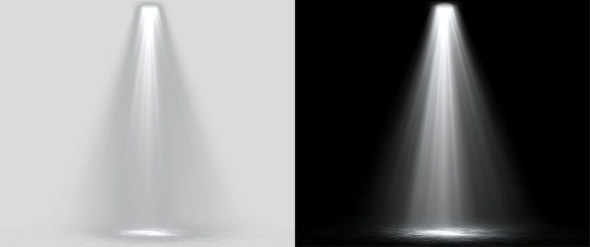 Soft White Studio Spotlight with Floor Reflection PNG