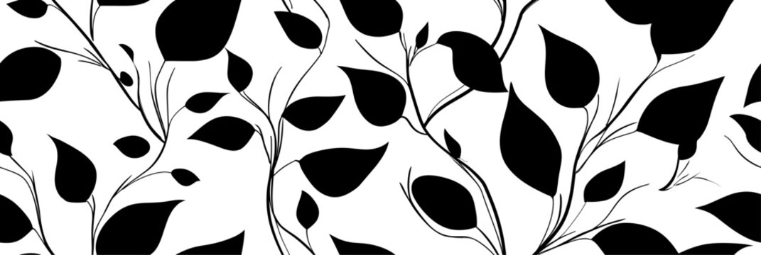 Pothos vine leaves forming elegant seamless pattern. Pothos vine leaves and branches creating a repeating organic pattern on white background