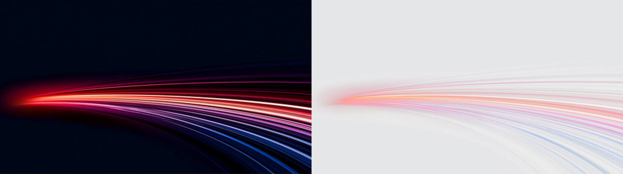 Abstract Curved Speed Beams with Colorful Glow PNG