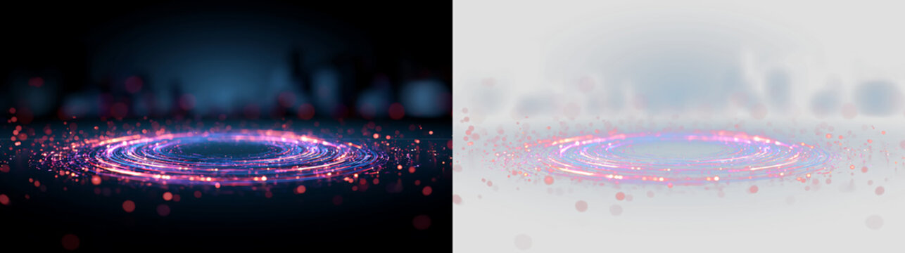 Sci-Fi Portal Ring with Neon Light and Dust Effect PNG