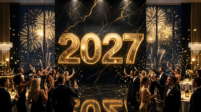 Ideal for new years eve event promotions or luxury celebration themes. Gold numbers denote sophistication and elegance for formal occasions.