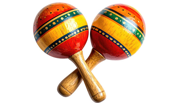 Colorful painted maracas crossed over black background