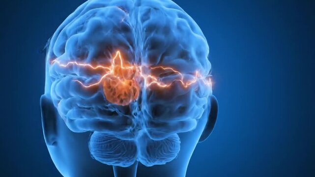 3d illustration of a childs brain with electrical activity or neural impulses, symbolizing cognitive development, neurological disorders, or epilepsy
