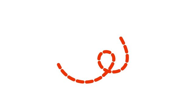 Red Neon Dashed Curved Loop Arrow Growth Direction Pointer Motion Graphic Overlay Asset Background