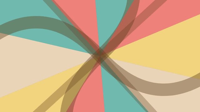 Abstract Retro Geometric Animation with Rotating Colorful Curves and Shapes in a Seamless Loop