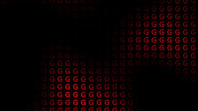Red Letter G Pattern Background Abstract Typography Glitch Monochromatic Screen Loop Motion Graphic
