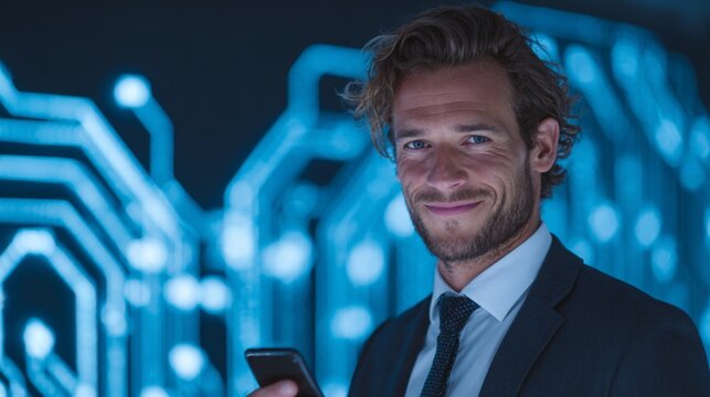 Capturing confidence: a businessman's easy poise shines through.