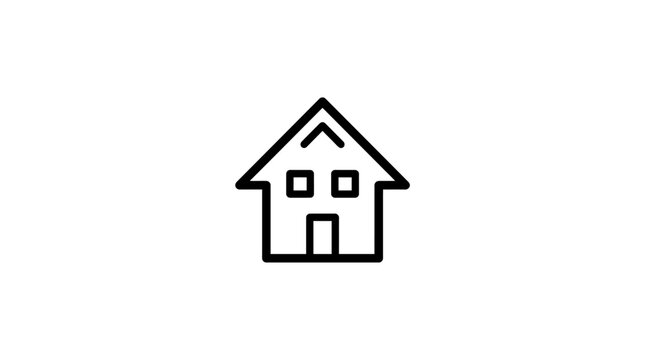 Simple Black Line House Icon.