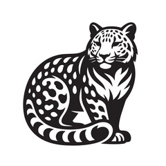 Fototapeta premium Snow leopard silhouette, Ghost of the mountains, Panthera uncia, Alpine predator outline, Himalayan wildlife shape