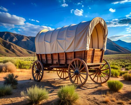 covered western wagon from the days of the wild west