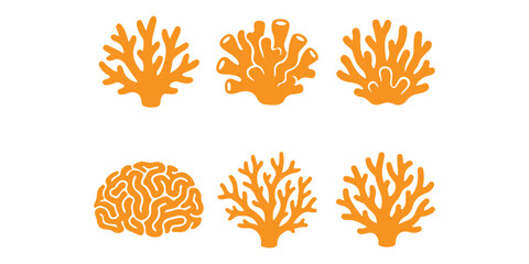 Set of colorful orange coral reef icons for ocean and marine life design projects ©  Designer