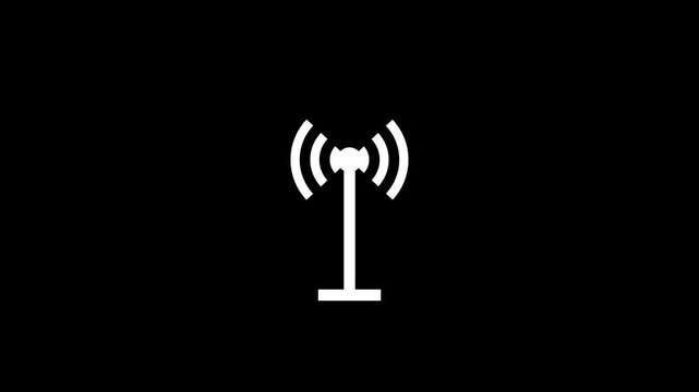 White Antenna Signal Tower Wireless Network Wifi Broadcast Telecommunication Motion Graphic Asset