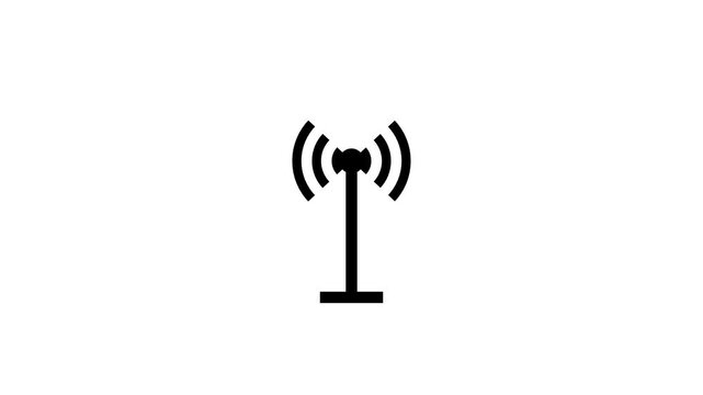 Black Antenna Signal Tower Wireless Network Wifi Broadcast Telecommunication Motion Graphic Asset