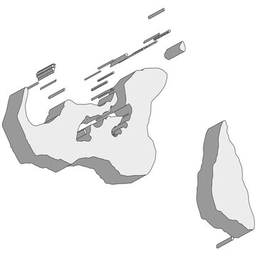 3D map dimension - continent Oceania country Tonga