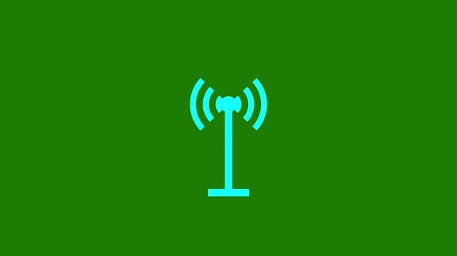 Cyan Antenna Signal Tower Wireless Network Wifi Broadcast Telecommunication Motion Graphic Asset