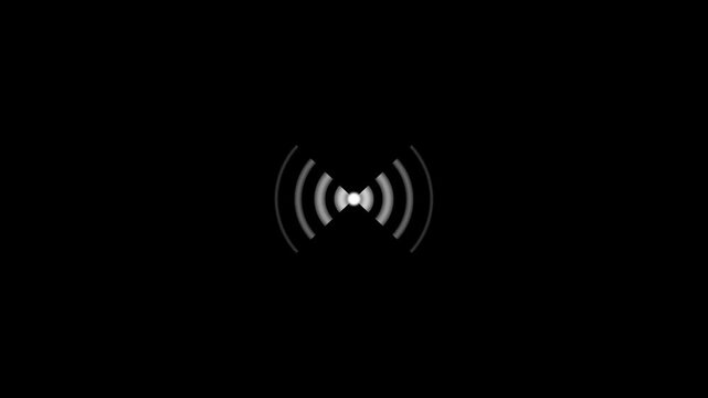White Wifi Signal Wireless Network Wave Broadcast Radar Beacon Glow Loop Motion Graphic Video Asset