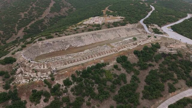 Various drone images of the ancient city of Kibyra, located within the borders of Burdur province in T&uuml;rkiye.