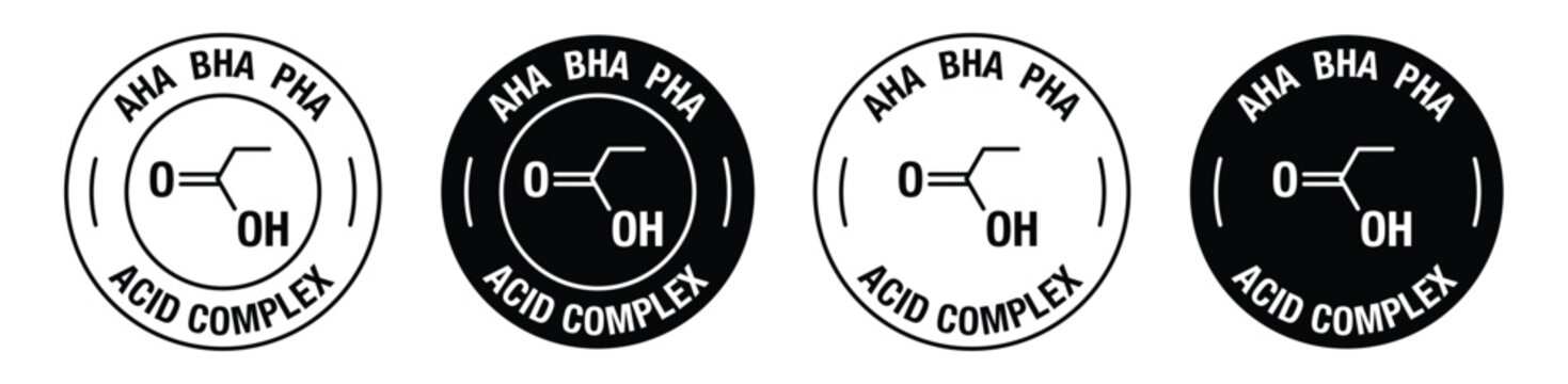 Aha bha pha acid complex vector symbol set