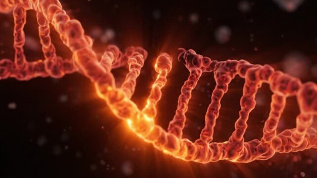 3d render of a glowing dna double helix structure