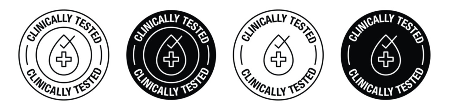 Clinically tested vector symbol in black color