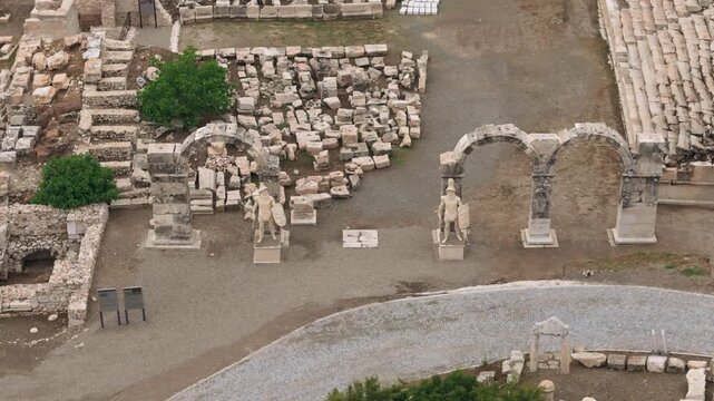 Various drone images of the ancient city of Kibyra, located within the borders of Burdur province in T&uuml;rkiye.