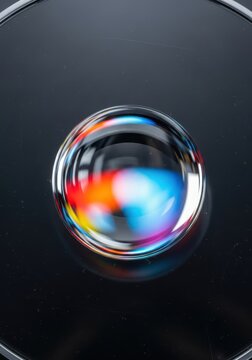 A close-up view of a sleek, modern, highly polished glass surface showing a perfect, crisp reflection, symbolizing self-examination and deep clarity, identity, circle, perception