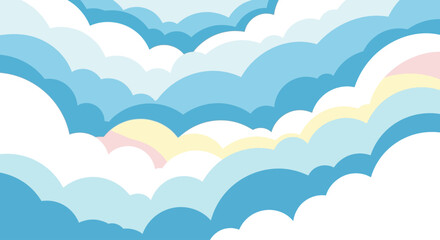 Obraz premium A serene scene of clouds floating gently in the sky with a rainbow.