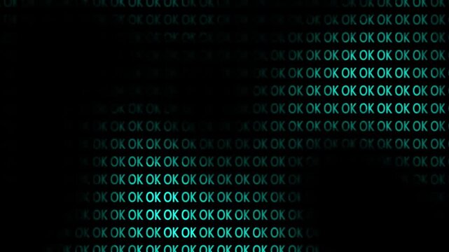 Cyan Letter ok Pattern Background Abstract Typography Glitch Monochromatic Screen Loop Motion Graphic