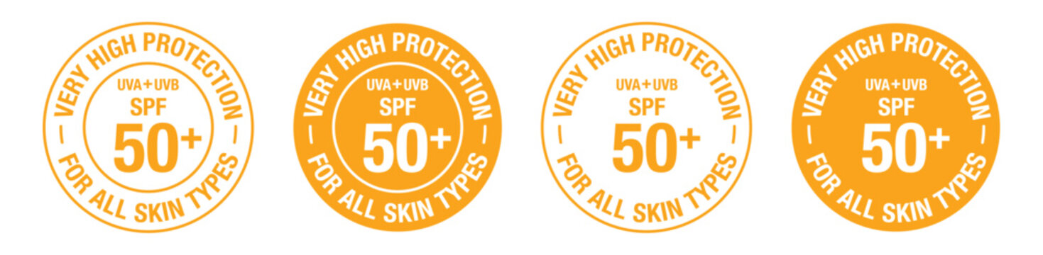High protection spf 50+ uva uvb vector symbol in yellow color