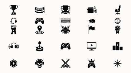 Obraz premium Collection of various gaming and technology icons on a light background