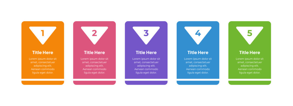 5 Step Process Infographic Template  with Colorful Vertical Cards and Number Options.