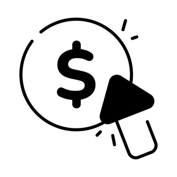 Conceptual solid design icon of pay per click