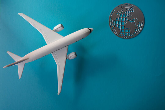 Bird's-eye view of an airplane representing global air connectivity