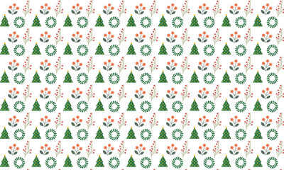Obraz premium Winter festive seamless pattern with christmas trees and botanical sprigs
