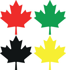 Fototapeta premium Four colorful maple leaves set vector illustration