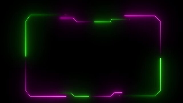 Hud frames green and pink user interface elements design modern technology futuristic control panel screen digital hologram. abstract tech sci fi hologram frame. Motion graphics of neon hud concept