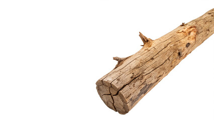 Fototapeta premium Single natural organic dry brown wooden log isolated on a transparent background