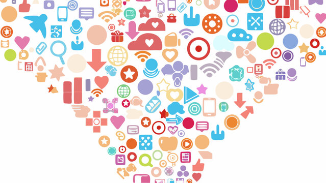 Collection of flat ui icons in various colors forming a heart shape against a white background application icon app digital